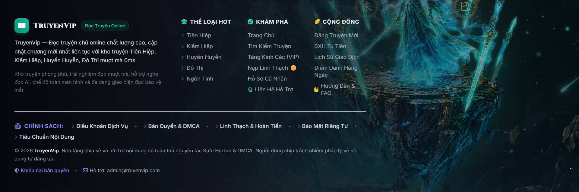 Chân Trang Footer Hệ Thống TruyenVip