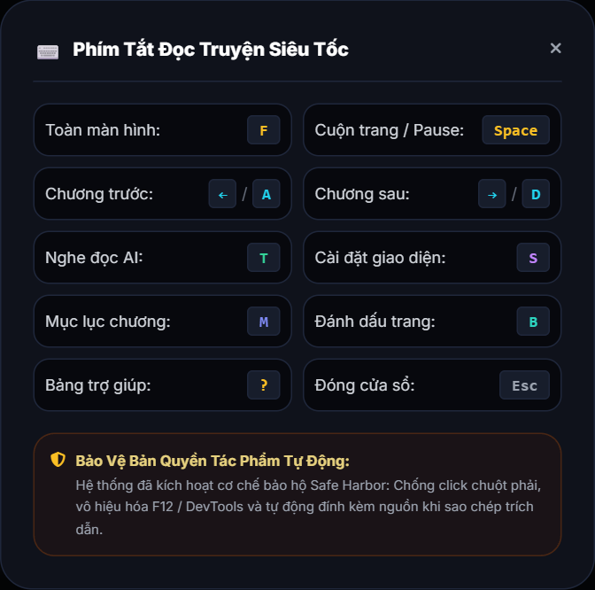 Bảng Tra Cứu Phím Tắt Đọc Truyện
